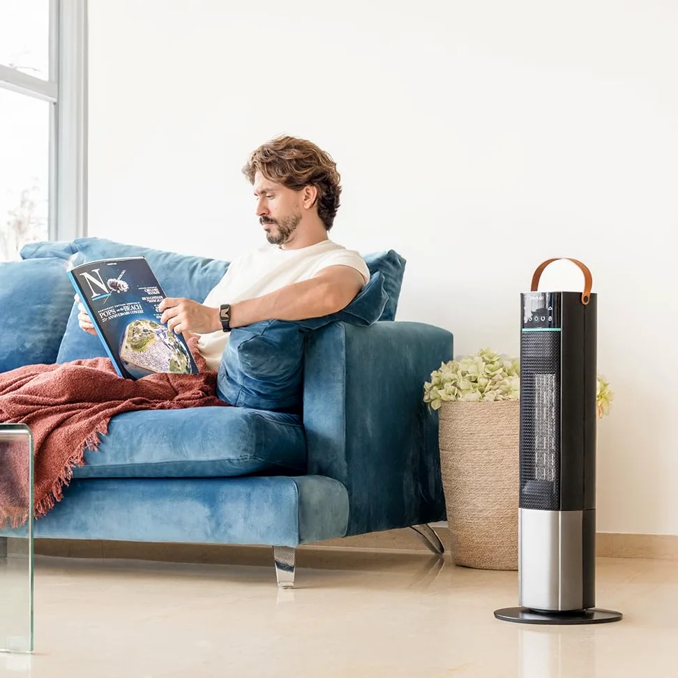 Cecotec Calefactor Eléctrico Cerámico de Pie ReadyWarm 2070 Max Ceramic Rotate Smart, 2000 W, Pantalla Digital, Control Táctil y Control remoto, Oscilación, 3 Modos, Termostato, 20 m²