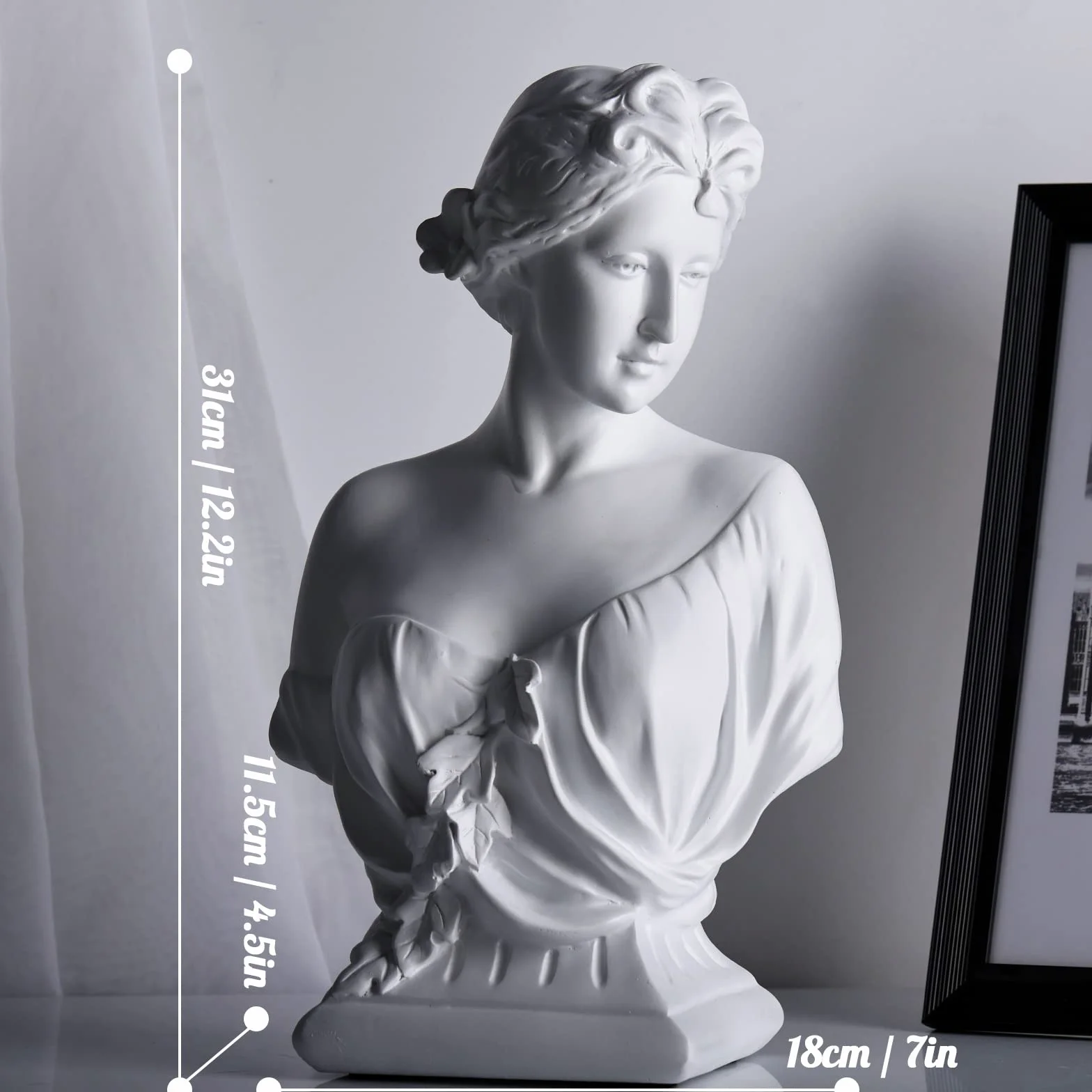 XMGZQ Estatua de Venus de 12 pulgadas, diosa griega, busto clásico para decoración del hogar, práctica de bocetos y estética