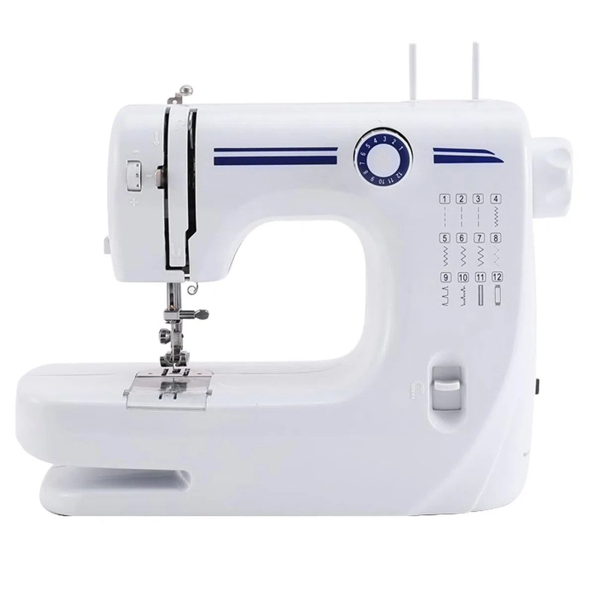 Máquina de coser para principiantes 608A - Mini máquina de coser doméstica con 12 programas de puntadas, pedal y luz LED para adultos