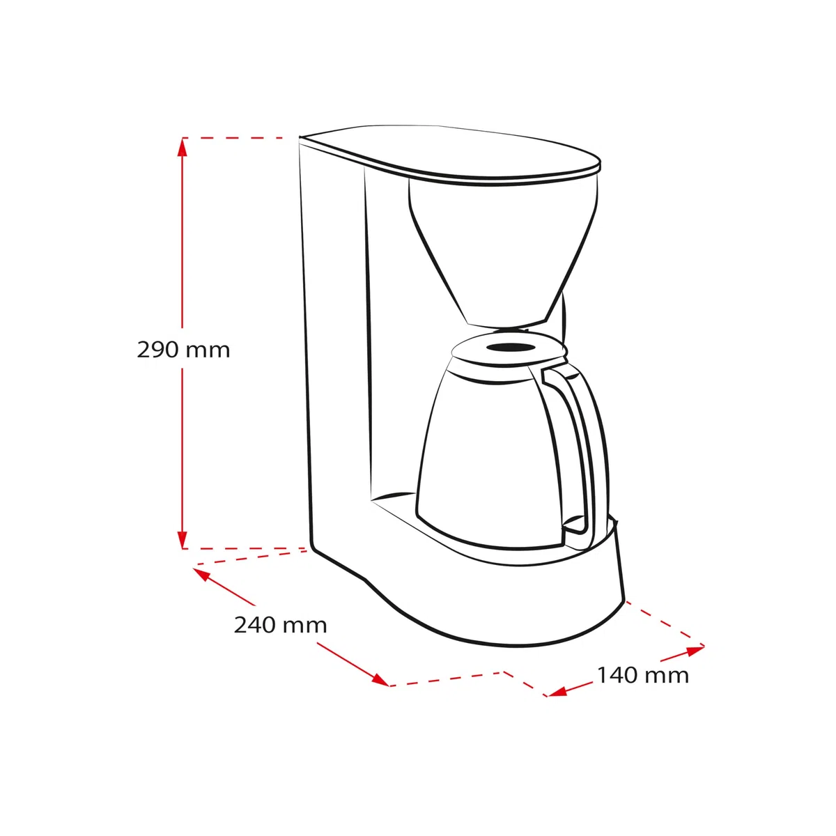 Melitta Cafetera de filtro con jarra de vidrio, Para 5 tazas de café, Single 5, Blanco, M720-1/1