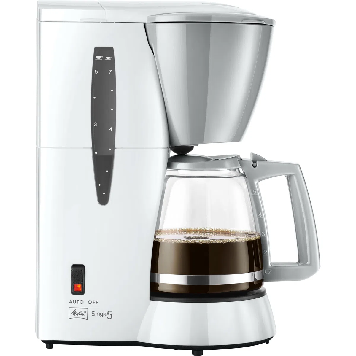 Melitta Cafetera de filtro con jarra de vidrio, Para 5 tazas de café, Single 5, Blanco, M720-1/1