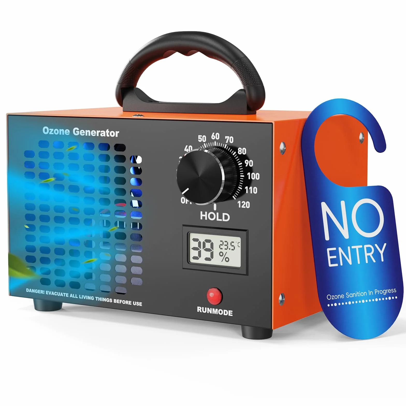Fitabok Generador de Ozono 160000 mg/h - 2 en 1 Purificador de Aire Ozono, Pantalla LED Temperatura y Humedad, Temporizador 120 min, Cobertura 300 m², para Hogar Coche Hotel Cocina Sótano Mascotas