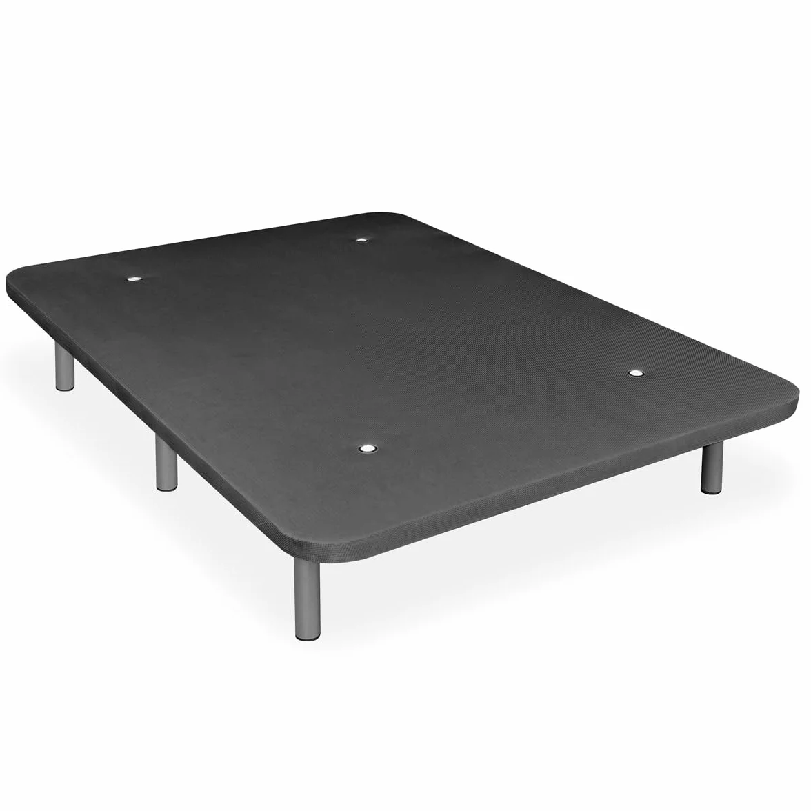 amuéblate Online - Base Tapizada 3D Extra Reforzada, Gran Estabilidad, con Barras de Refuerzo y 6 Patas metálicas roscadas de 25cm, 135x180, Gris Oscuro