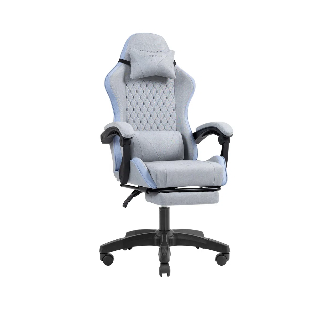 Mars Gaming MGC-X, Silla Gaming Ergonómica, Tejido Transpirable, Respaldo Reclinable y Altura Regulable, Reposabrazos Dinámico, Cojín Cervical y Lumbar, Silla Oficina con Reposapiés Extensible, Azul