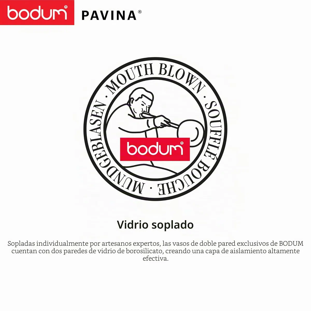Bodum Pavina - Set de 6 Vasos térmicos, 0,35 l, borosilicato, Transparentes