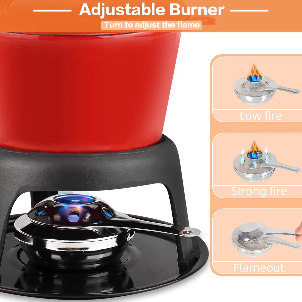 Todeco - Juego de Fondue de Hierro Fundido, Maquina para Hacer Fondue - Material: Hierro fundido - Tamaño: 27,5 x 21 x 21 cm - Rojo