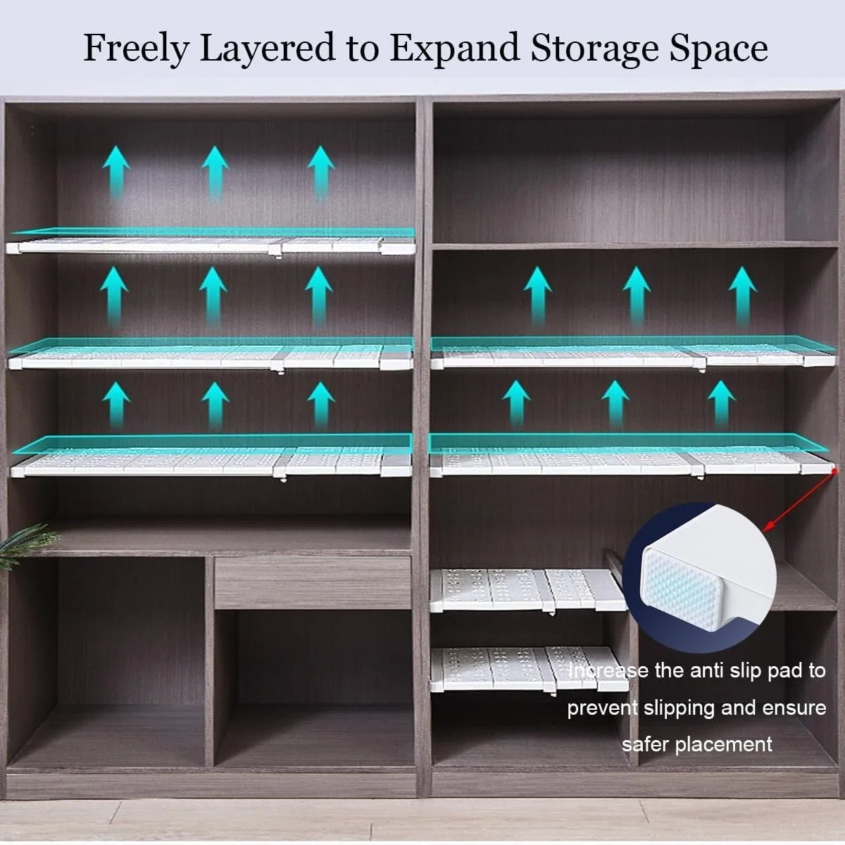 REHOOF Baldas Armario Interior Extensible, Estantería De Almacenamiento De Metal Organizador De Gabinete Telescópicos Separador DIY Divisor para Armario, Cocina, Baño, Refrigerador W24cm,L 91-122cm