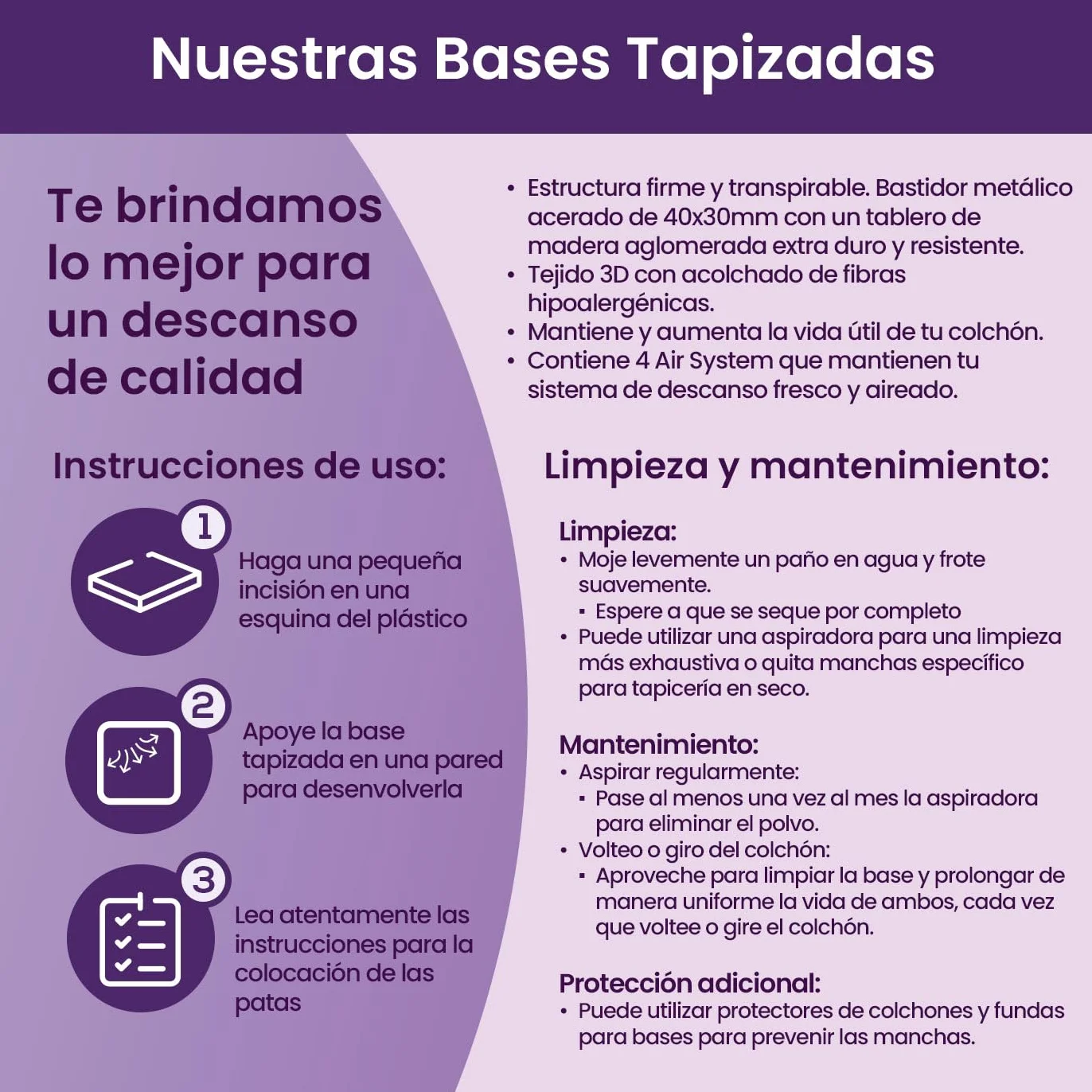 mattfy - Base Tapizada 3D Extra Reforzada, Gran Estabilidad, con Barras de Refuerzo y 6 Patas metálicas roscadas de 27cm, 150x190, Beige