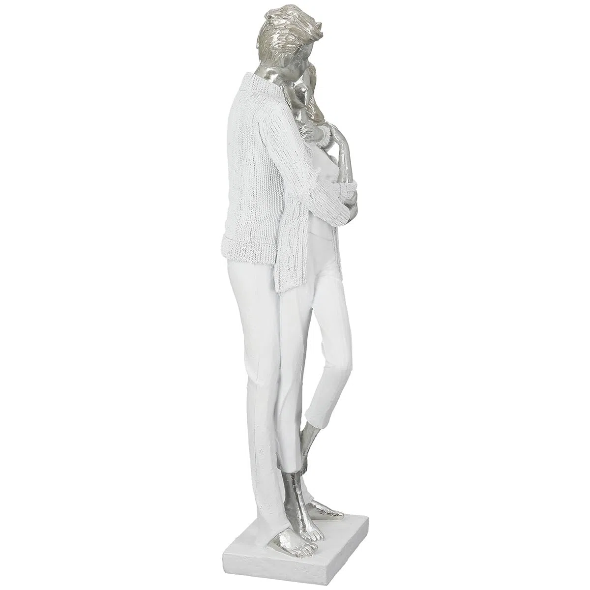 GILDE Escultura de Resina Blanca Mate metálica, par, 46 cm de Alto, 15 cm de Ancho, 13 cm de Profundidad