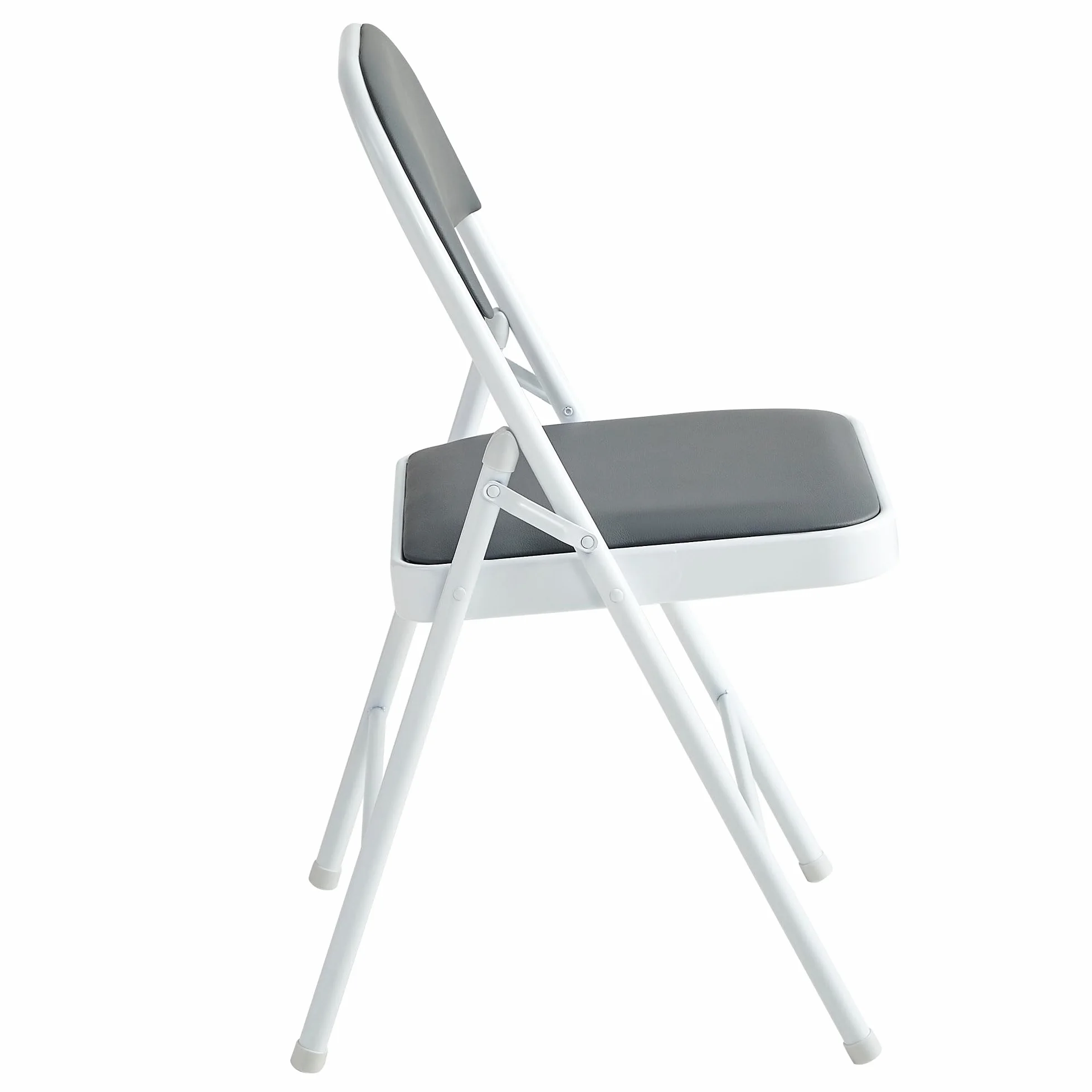 McC Direct Juego de 4 sillas plegables de piel sintética, marco de metal y asiento acolchado, fácil de plegar y almacenar para hogar, oficina, comedor y recepción (gris)