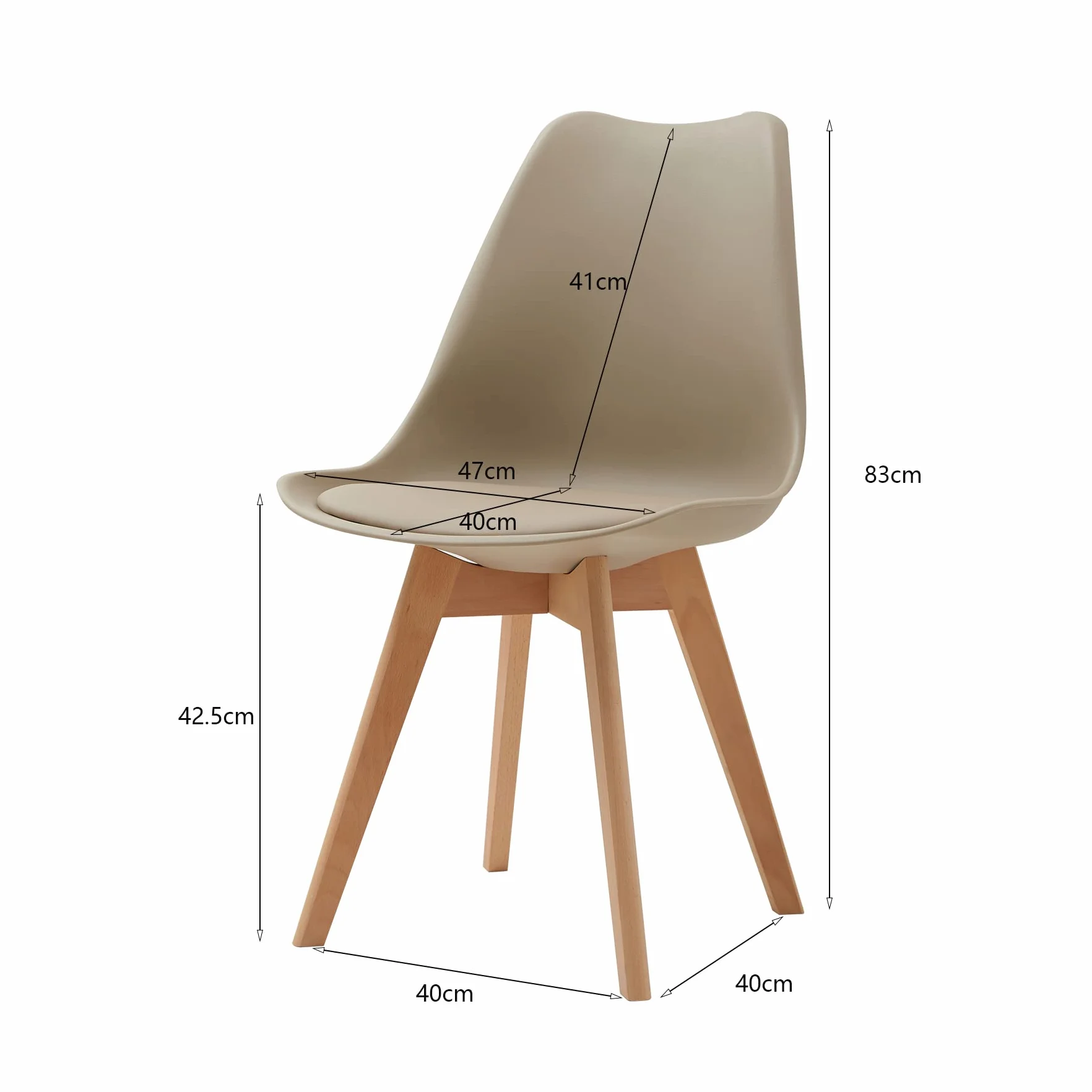 Juego de 4 sillas de Comedor, sillas escandinavas, Patas de Madera Maciza, diseño nórdico ergonómico, Ideal para Comedor, salón, Cocina, Dormitorio (Caqui)