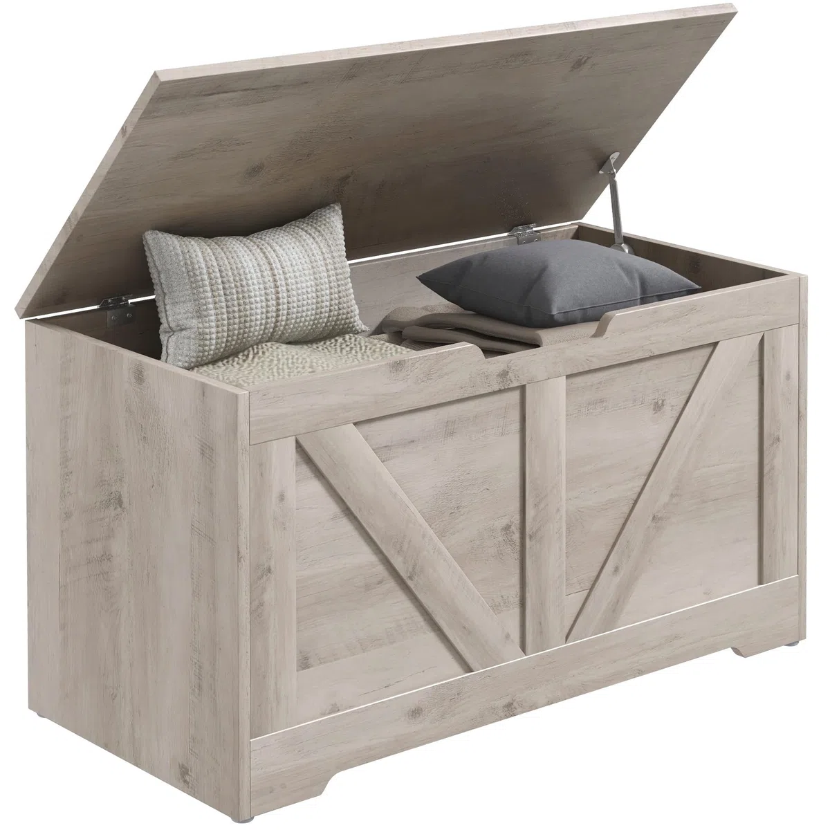 HOMCOM Baúl de Almacenaje para Dormitorio 100 L Banco de Almacenaje con Tapa Bisagra de Seguridad para Pasillo Salón 80x40x45 cm Gris