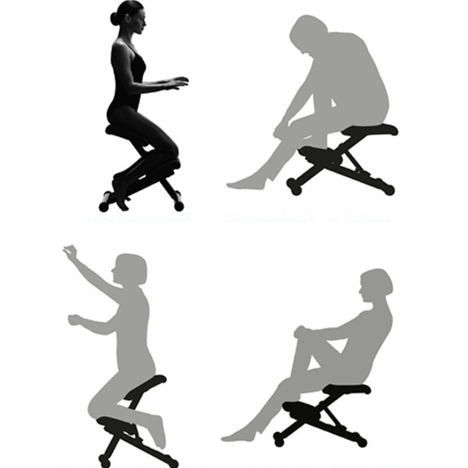 Silla ortopédica para la rodilla, silla de ordenador, silla de salud, taburete para rodilla, adecuado para el hogar, oficina, aula, negro, 70 x 46 x 60 cm