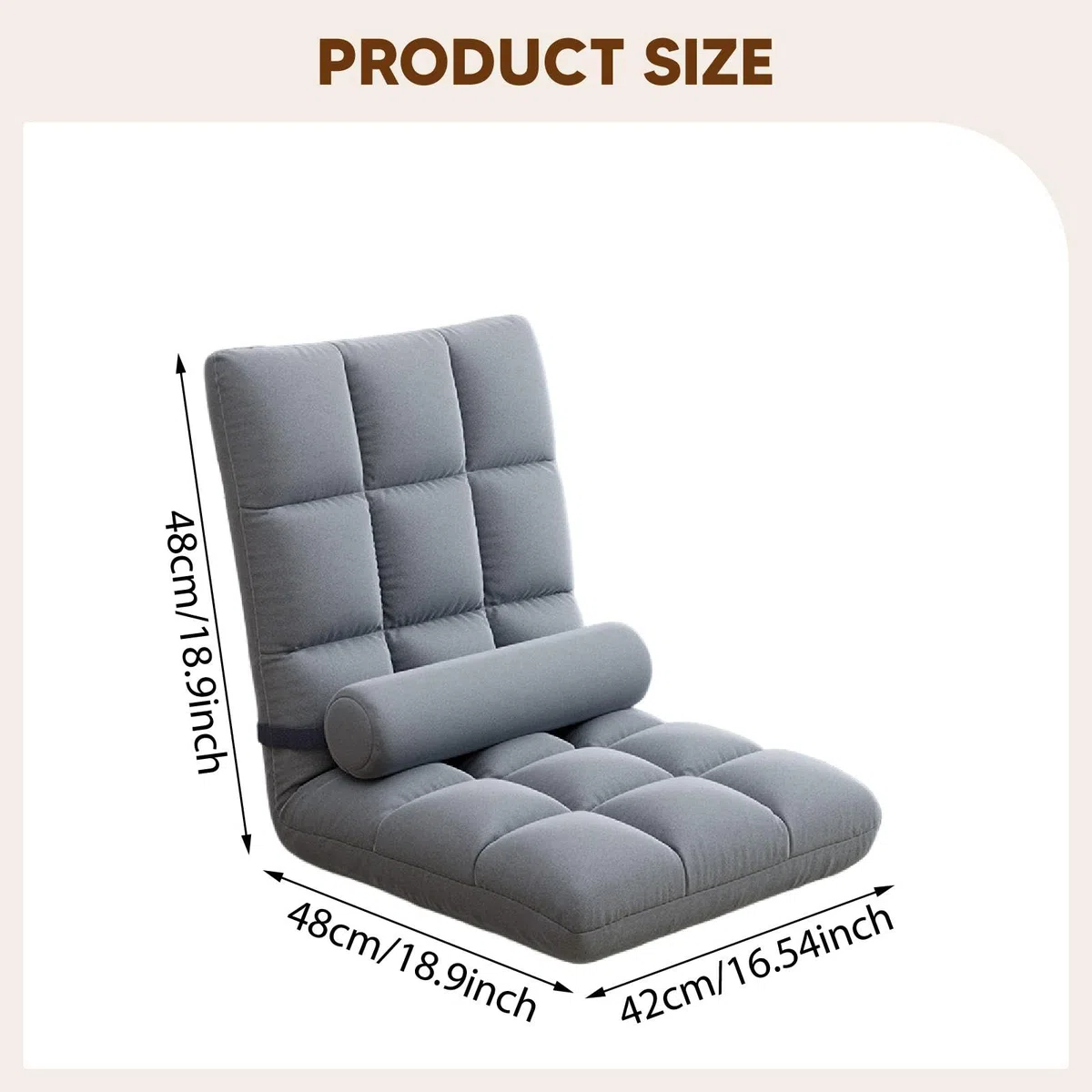 rockible Silla de Suelo con Respaldo, sofá reclinable, Suave y Transpirable, para Dormitorio, Sala de Estar Infantil, Cama Plegable, Silla para Juegos de Suelo, Gris