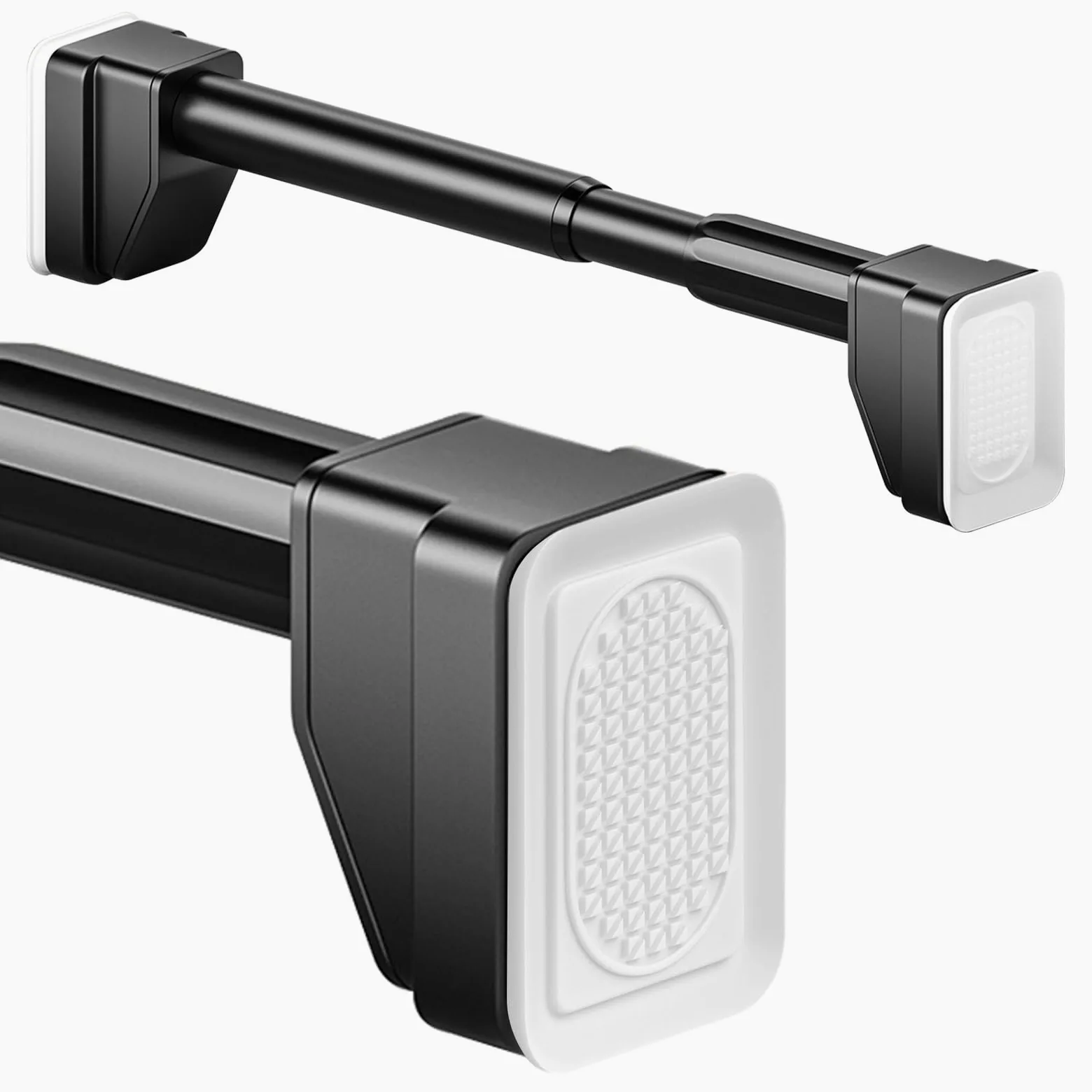 Barra Extensible Ajustable de 40-490cm, Barra de Cortina sin taladrar, Antideslizante Barra Telescópica, Ø 33mm Acero Inoxidable Barra de tensión para baño Armario Ventanas o Puertas(Acero inoxidable,