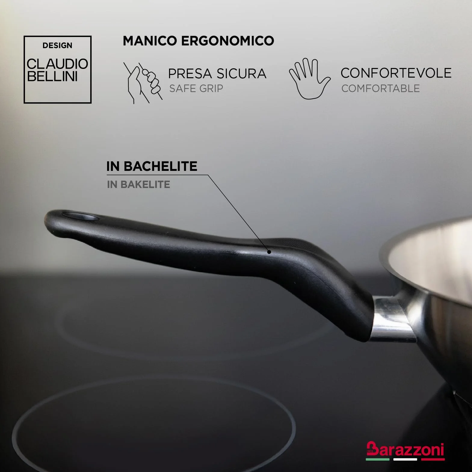 Barazzoni I Inoxidabili Wok, Acero, Plata, 28 cm