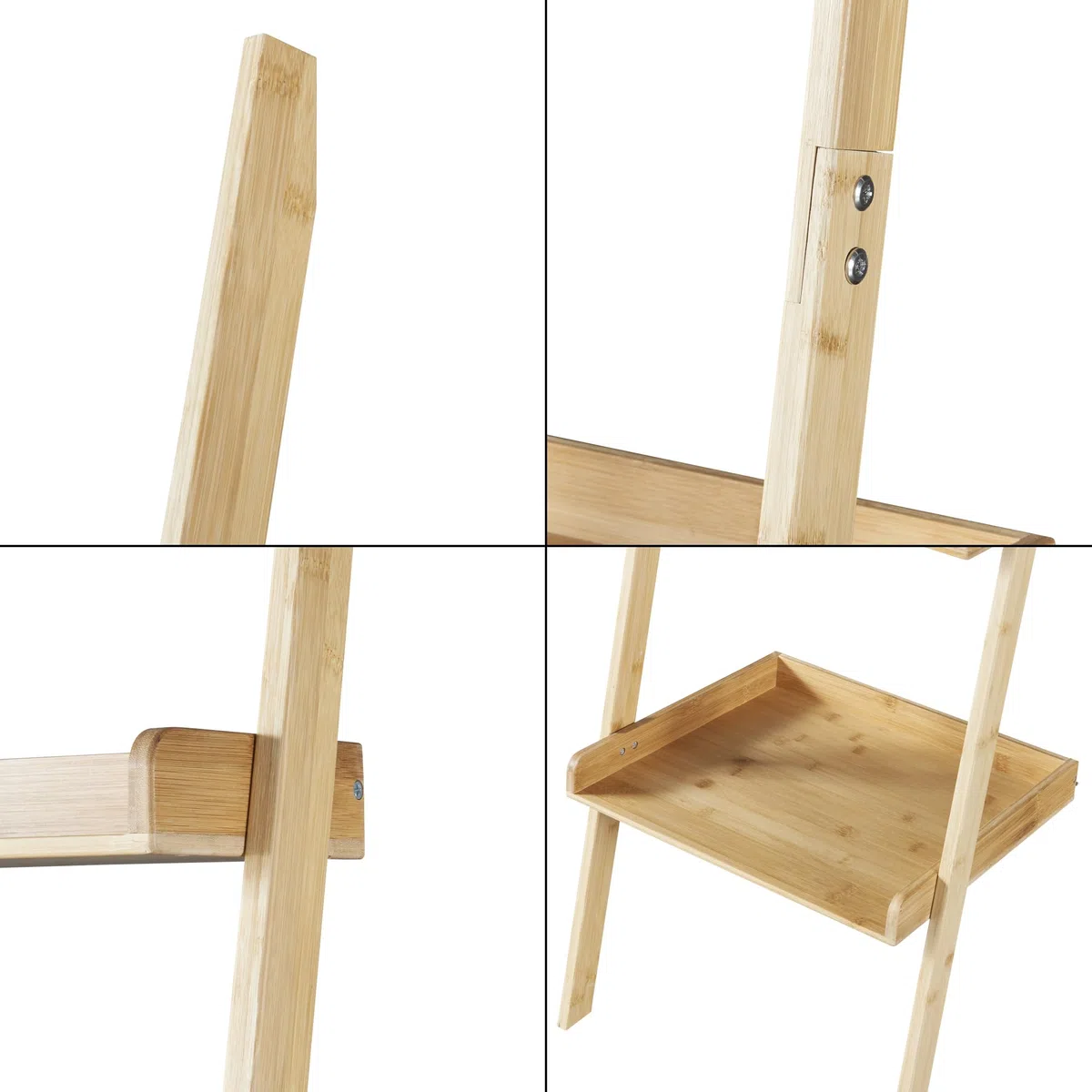 [en.casa] Estantería Escalera de 4 Niveles Estantería En Forma de Escalón 4 Estantes de Diferentes Tamaños Diseño Atemporal Bambú 176 x 44 x 37 cm - Natural