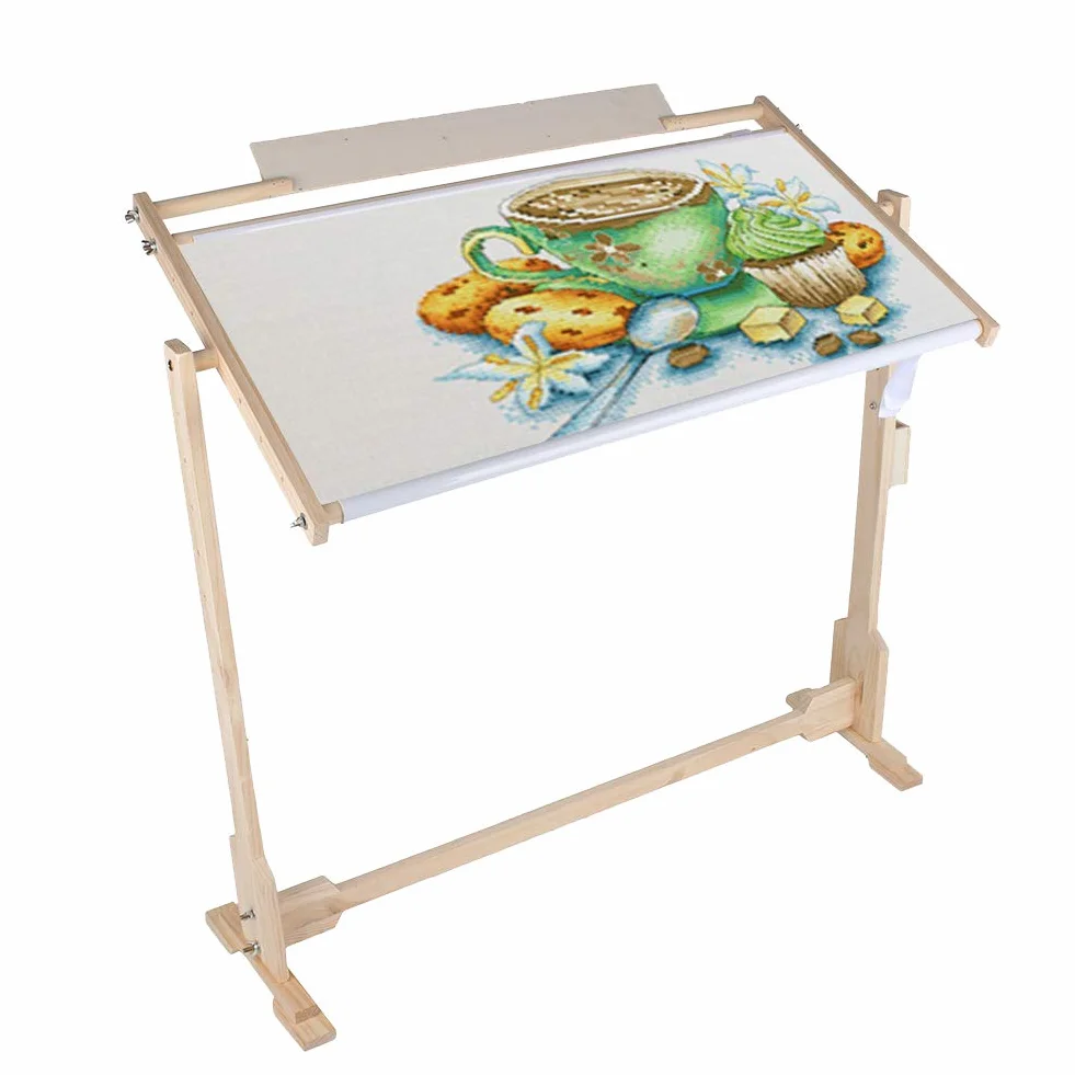 Cocoarm Soporte de Bordado Ajustable con Marco de Madera, Giratorio 360 Grados, para Punto de Cruz, 80cm