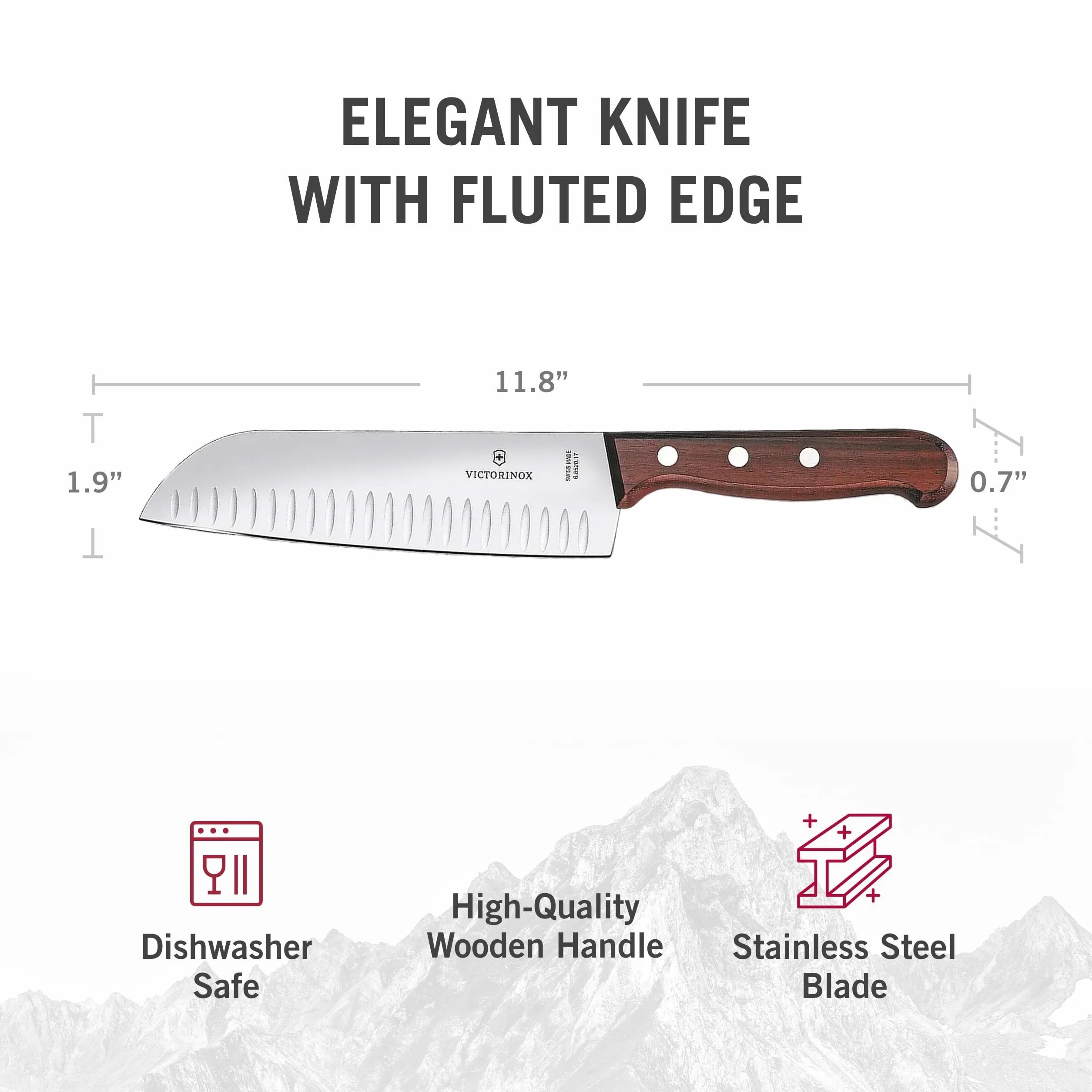 Victorinox Swiss Modern, coltello Santoku in confezione regalo, 17 cm, in legno di noce, confezione regalo