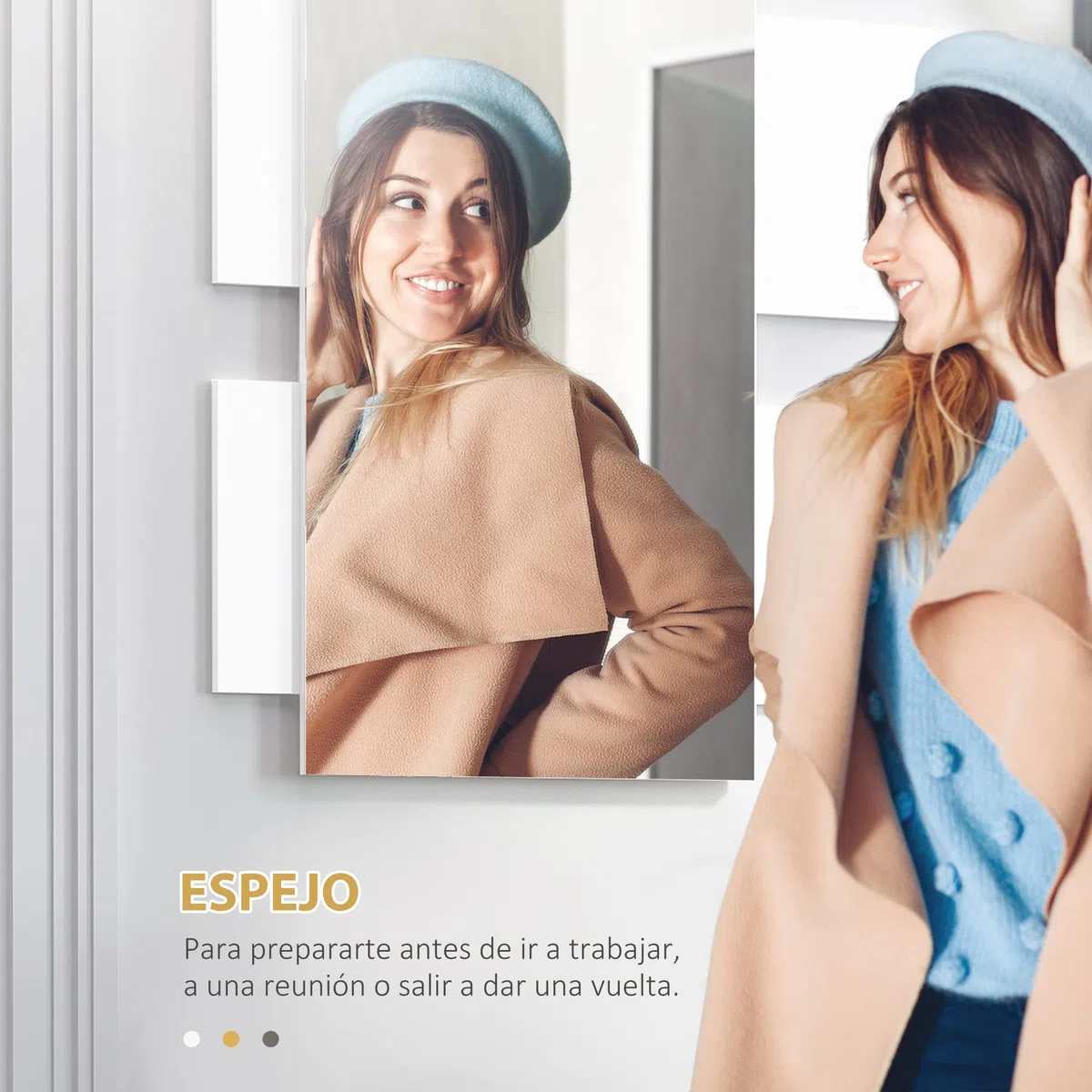 HOMCOM Juego de Muebles de Entrada Recibidor con Espejo y Cajón Estilo Moderno Recibidor Colgante para Pasillo 75x4x70 cm y 75x29x20 cm Blanco