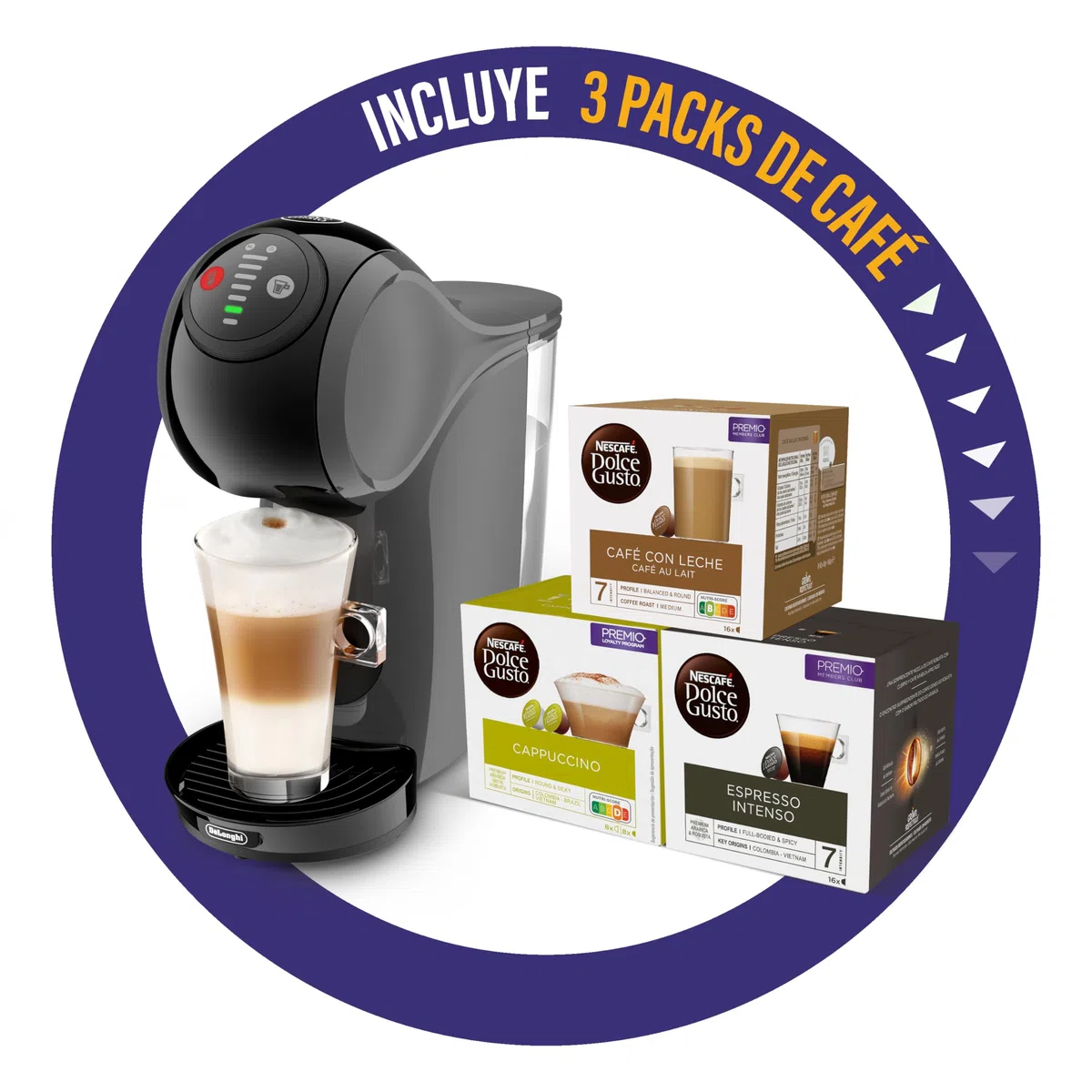 De'Longhi Dolce Gusto Genio S EDG226.A, Máquina de Café en Cápsulas, Incluye 3 Paquetes de Cápsulas, Diseño Compacto, Tamaño de Bebida Ajustable, Depósito de Agua Extraíble de 0,8L, 1600 W, Gris