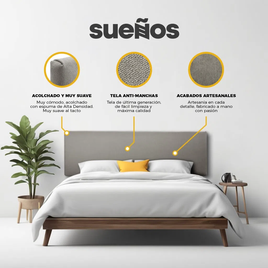 SUENOSZZZ-ESPECIALISTAS DEL DESCANSO Cabecero de Cama Liso tapizado en Tela para Camas de 90 y 105 (115 x 120 cm) Tela Verde Agua