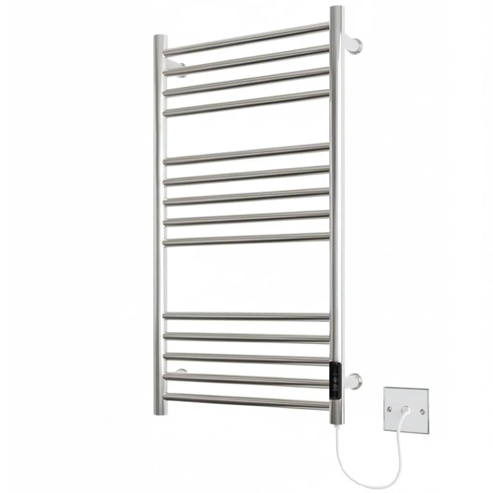 Greened House Radiador Toallero Eléctrico Baño – Toallero Eléctrico en Acero Inoxidable, Acabado Espejo, Serie Siena, Montaje en Pared, 720x400mm