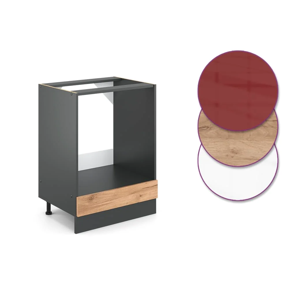 Vicco Armario para Horno Empotrado R-Line, Roble Dorado, 60 cm sin encimera, para combinación Libre Dentro de Sistemas de Cocina modulares