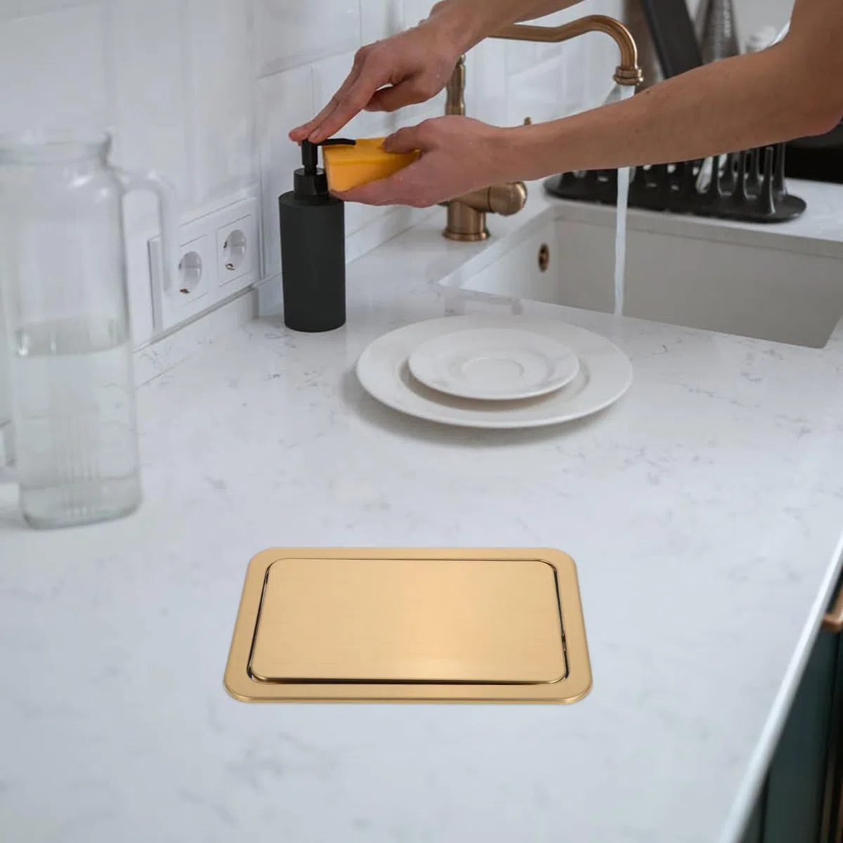 Cubre Tapa Abatible Diseño Empotrado Acero Inoxidable y Fregadero para Adecuado para Ahorro de Espacio Aplicación Multifuncional Cocina Restaurantes