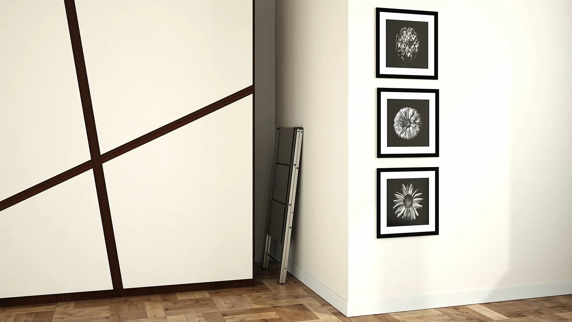 Colombo Escalera doméstica, Aluminio anodizado, Negro, 3 peldaños