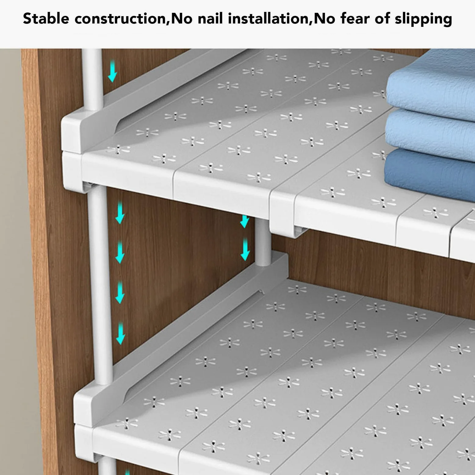 Estante de Gabinete Expandible con Acero Al Carbono, Estante de Almacenamiento Ajustable para Armario, Divisor de Guardarropa Ideal y Organizador para Cocina y (Longitud 47-68