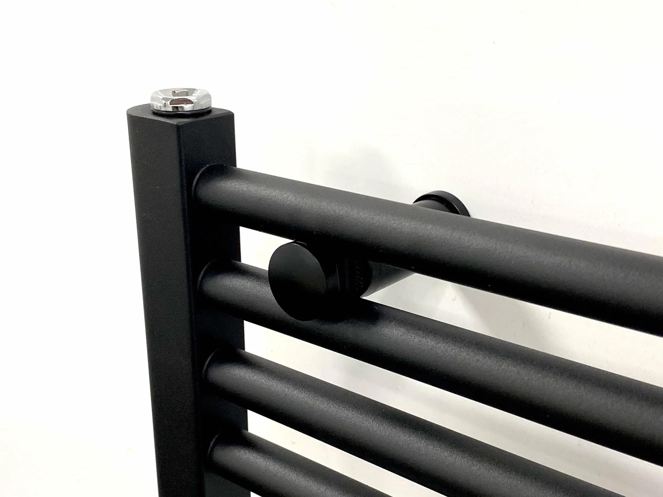 Toallero calefactor recto negro W400 mm x H600 mm, para calefacción central, para baño, radiador