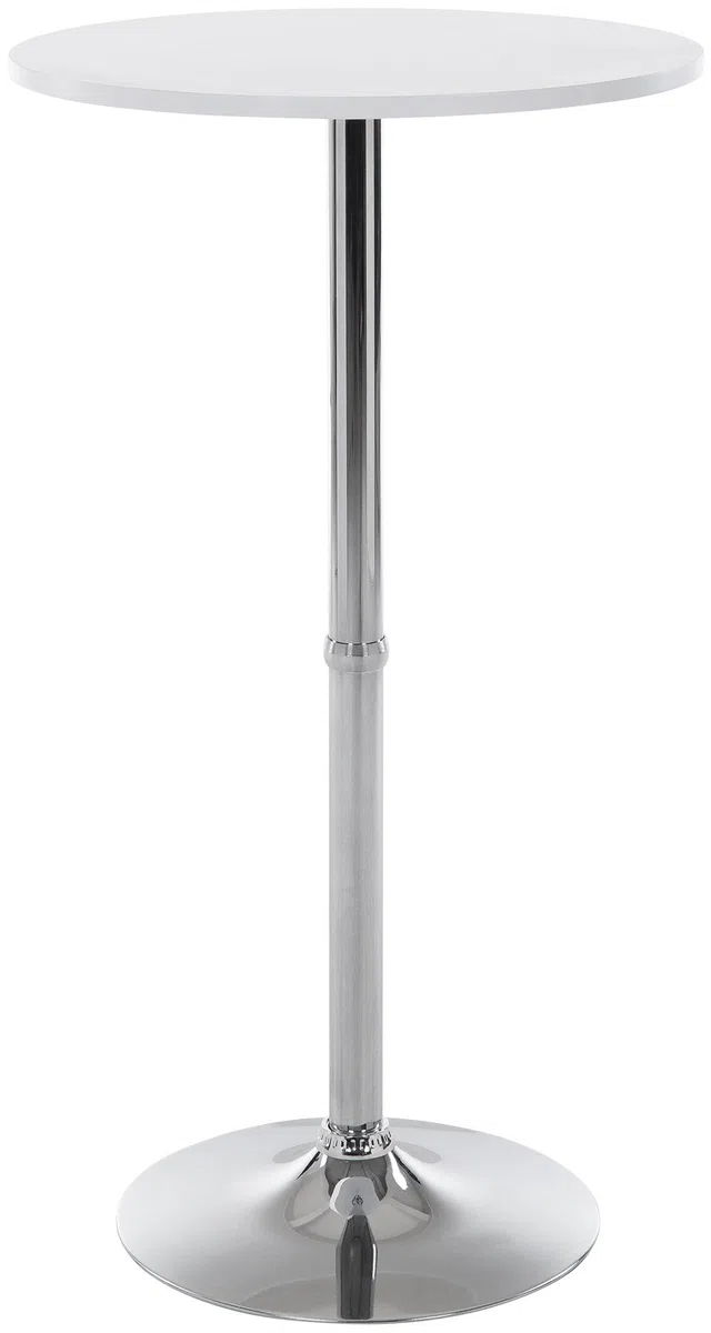 CLP Mesa Alta de Bar con Tablero Redondo | Mesa de Soporte Alto de Metal con Superficie Redonda de Madera I Mesa de Bar con Ř 60 cm, Color:Blanco
