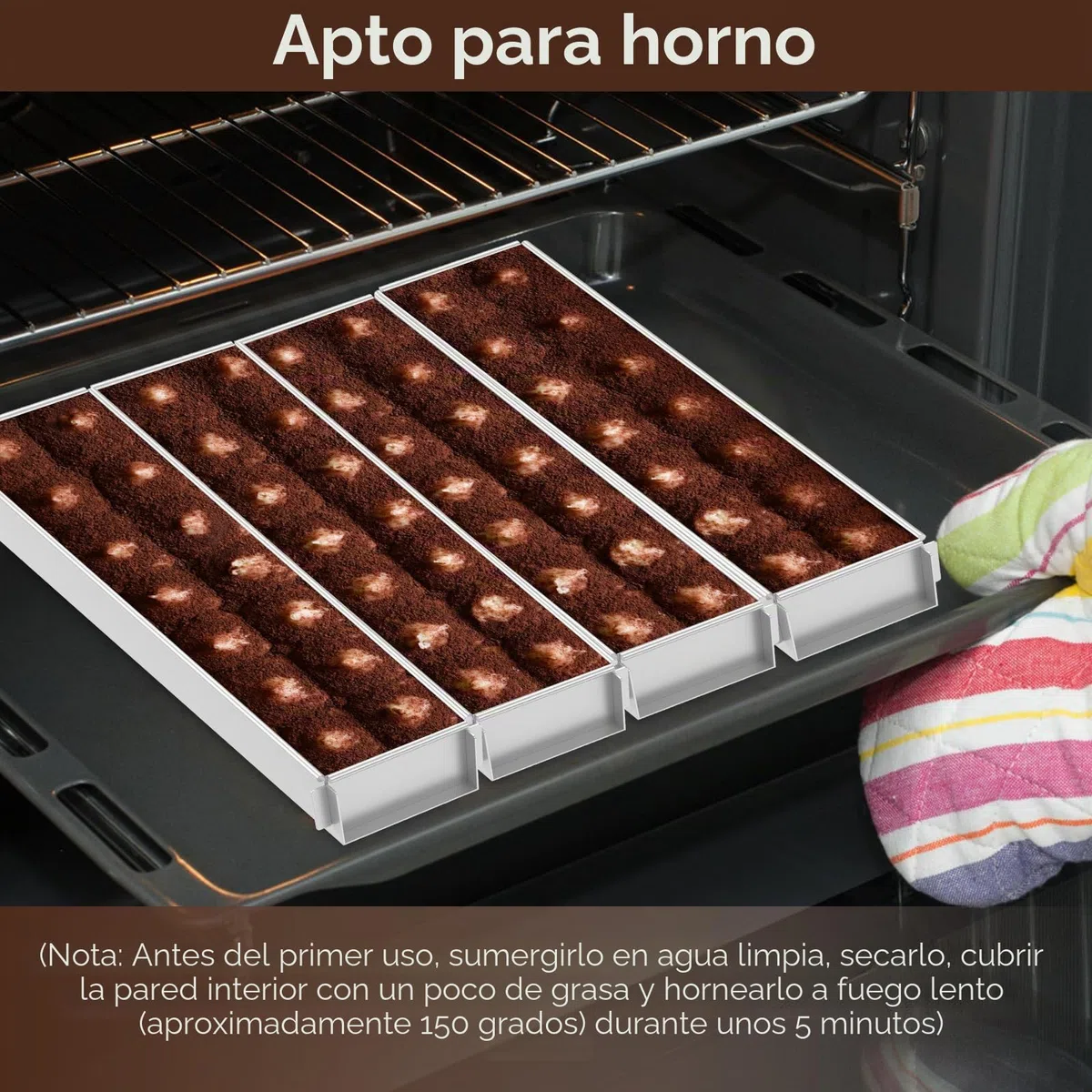 Molde para horno rectangular ajustable, molde rectangular para tartas, antiadherente, rectangular, molde ajustable para tartas de tiramisú (4 unidades, con desagüe removible)