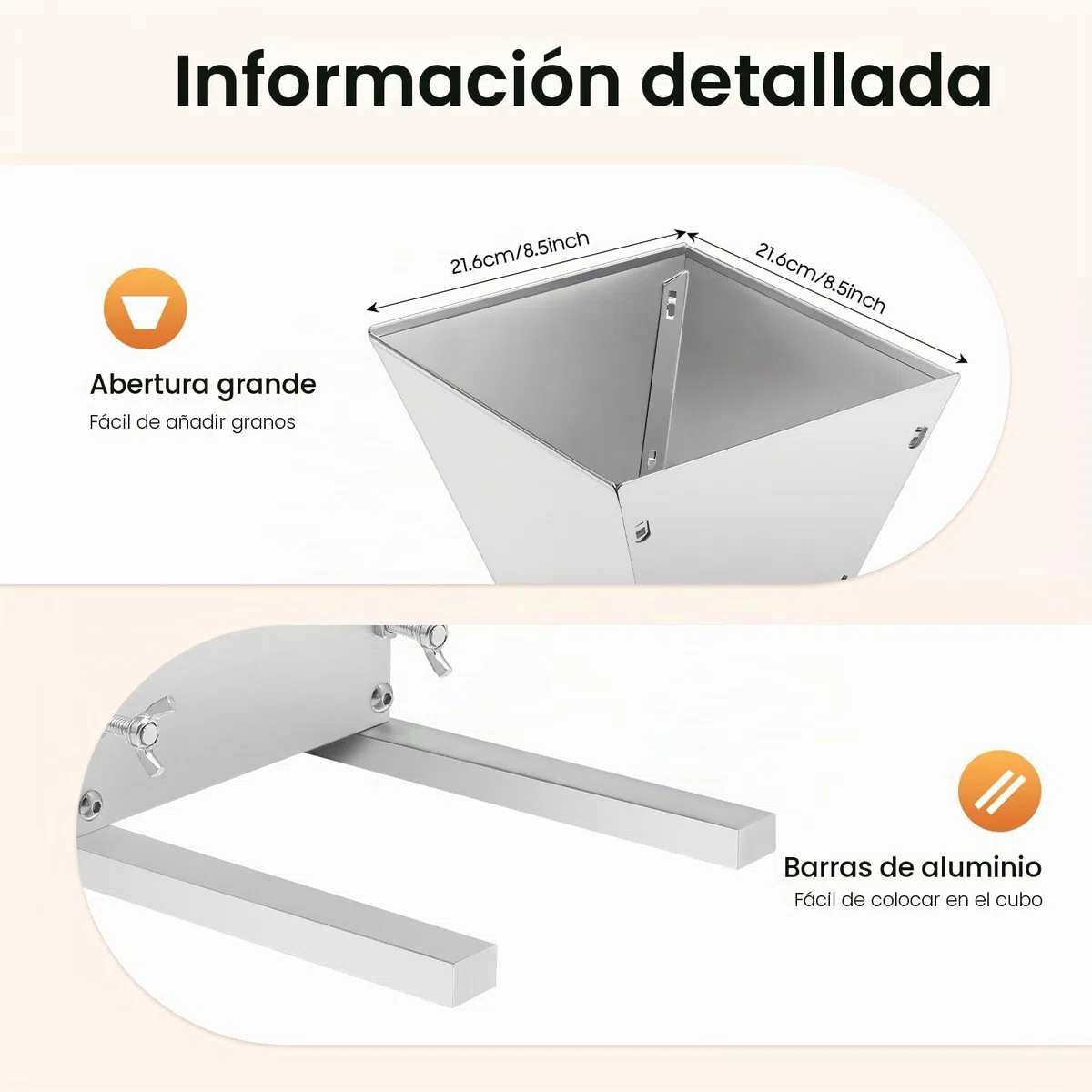 Trituradora de cereales manual de 4 l, molinillo de granos, molino doméstico, 26 cm, 2 rollos de molino de malta regulable 8 lbs/min, trituradora de cereales para moler cebada, trigo y otros granos