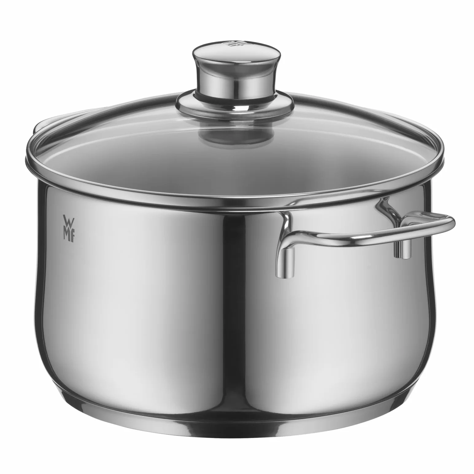 WMF Diadem Plus - Batería de Cocina 6 Piezas, 3 Cacerolas Altas de 16 cm, 20 cm y 24 cm con 3 Tapas de Cristal, Acero Inoxidable Cromargan Apto para Inducción
