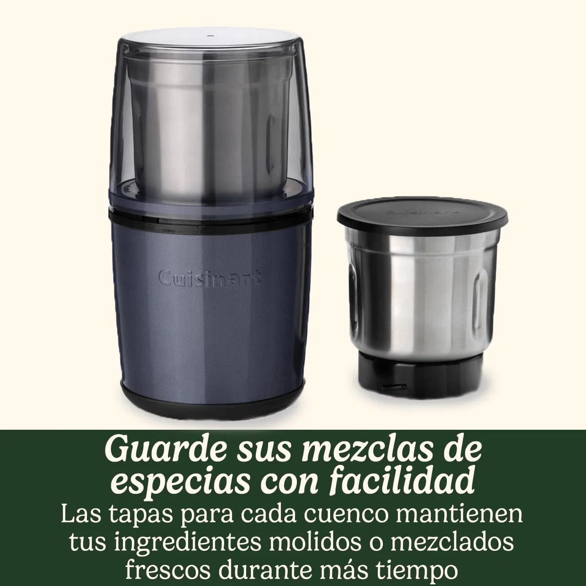 Cuisinart Molinillo Eléctrico de Especias | Molinillo de Café, Frutos Secos, Semillas para la cocina, Húmedo y Seco | Dos cuencos de acero inoxidable con tapa | Apto para lavavajillas | Azul