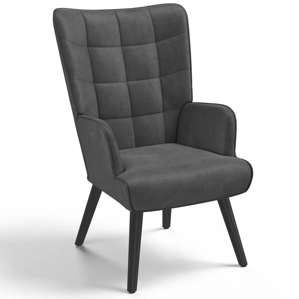 IDMarket - Sillón escandinavo ANIA en terciopelo gris