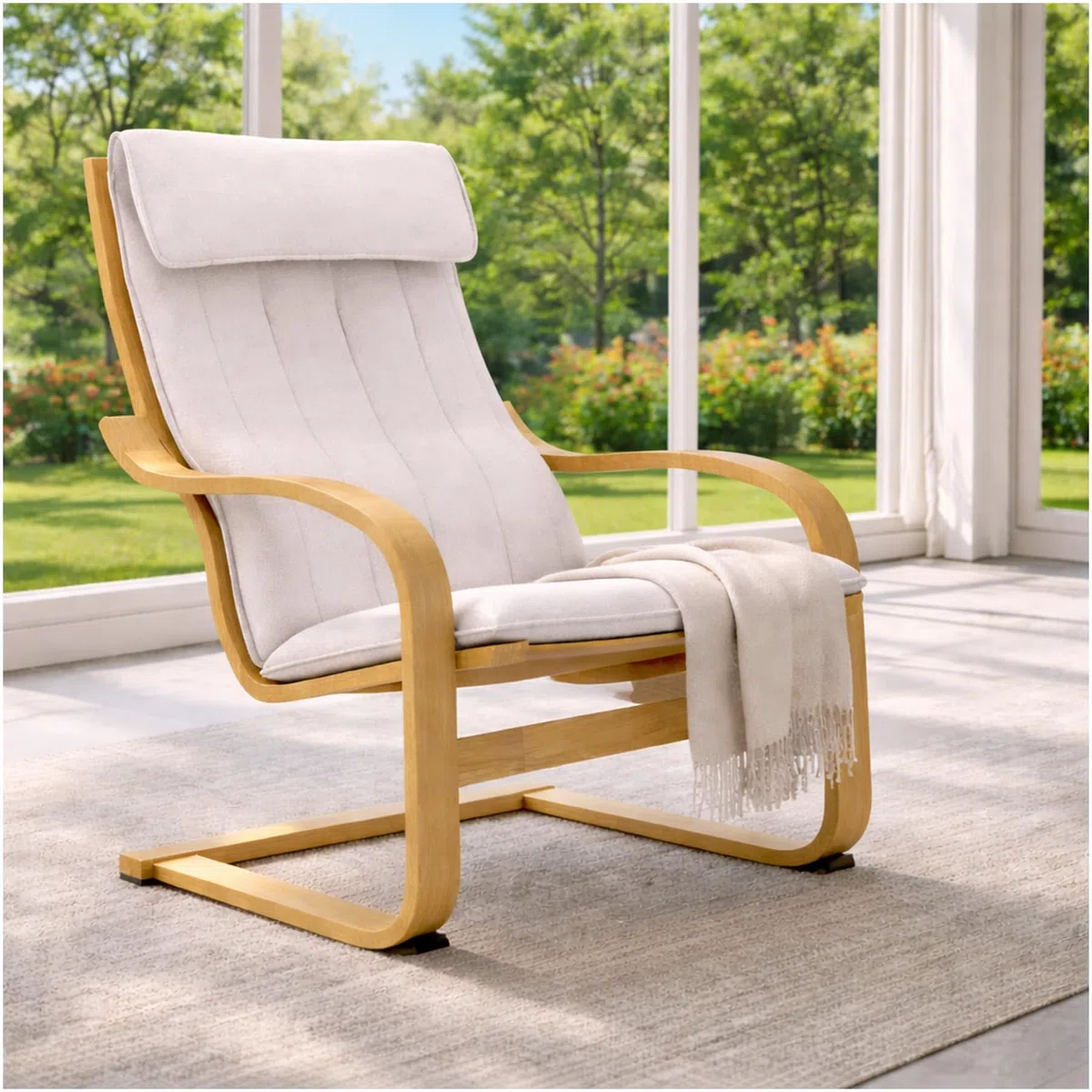 La Funda de Repuesto para Silla Poang Duable es Compatible Solo con IKEA Poang Chair. (poliéster Lino Beige)