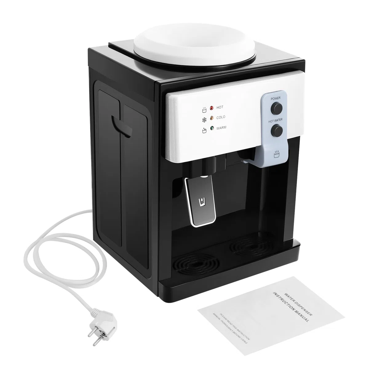 Dispensador eléctrico de agua fría y caliente, dispensador de agua caliente de 220 V, arranque con un botón con sumidero de agua extraíble, con 1,1-4,9 gal, cubos de agua, para escritorios, mesitas de