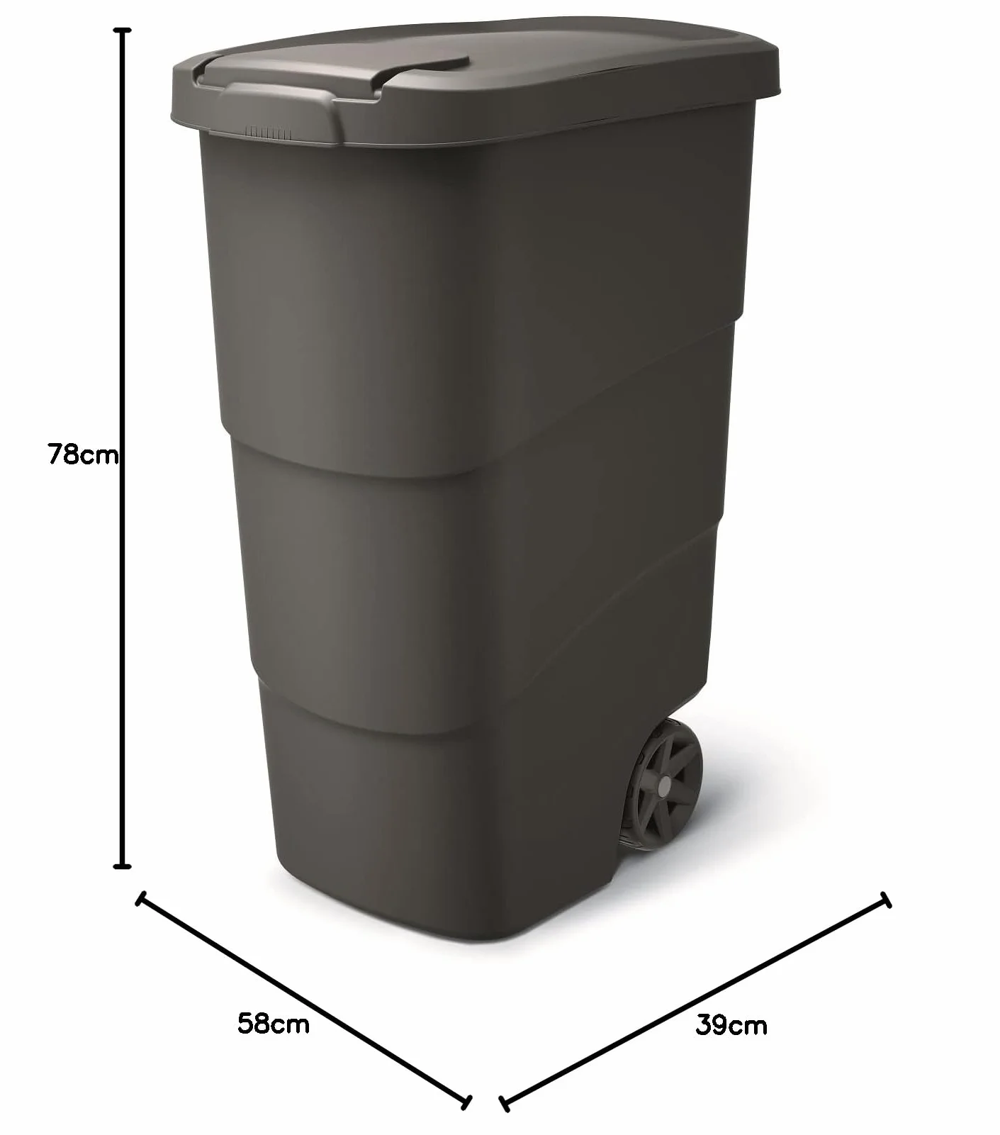 Prosperplast Wheeler Contenedor de basura con ruedas y tapa Universal Papelera de 90 litros (Negro)