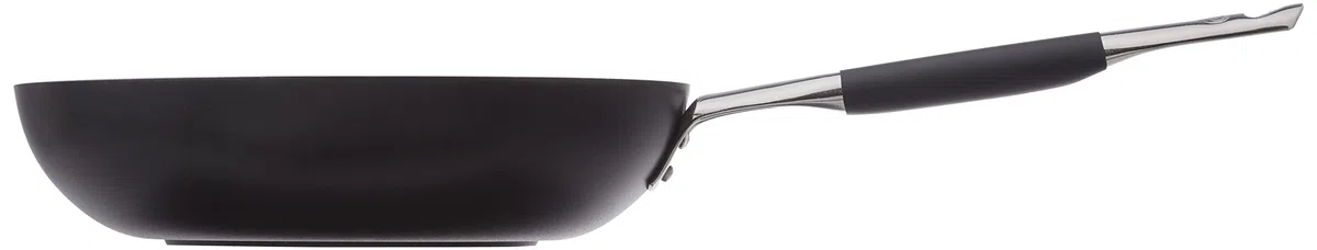 Ollas Agnelli Alblack avellanado Pan de Alta, de Aluminio, de Espesor 3 mm, 8 mm Fondo de inducción, con Mango Tubular de Acero Inoxidable Fresco, Negro, de 28 cm