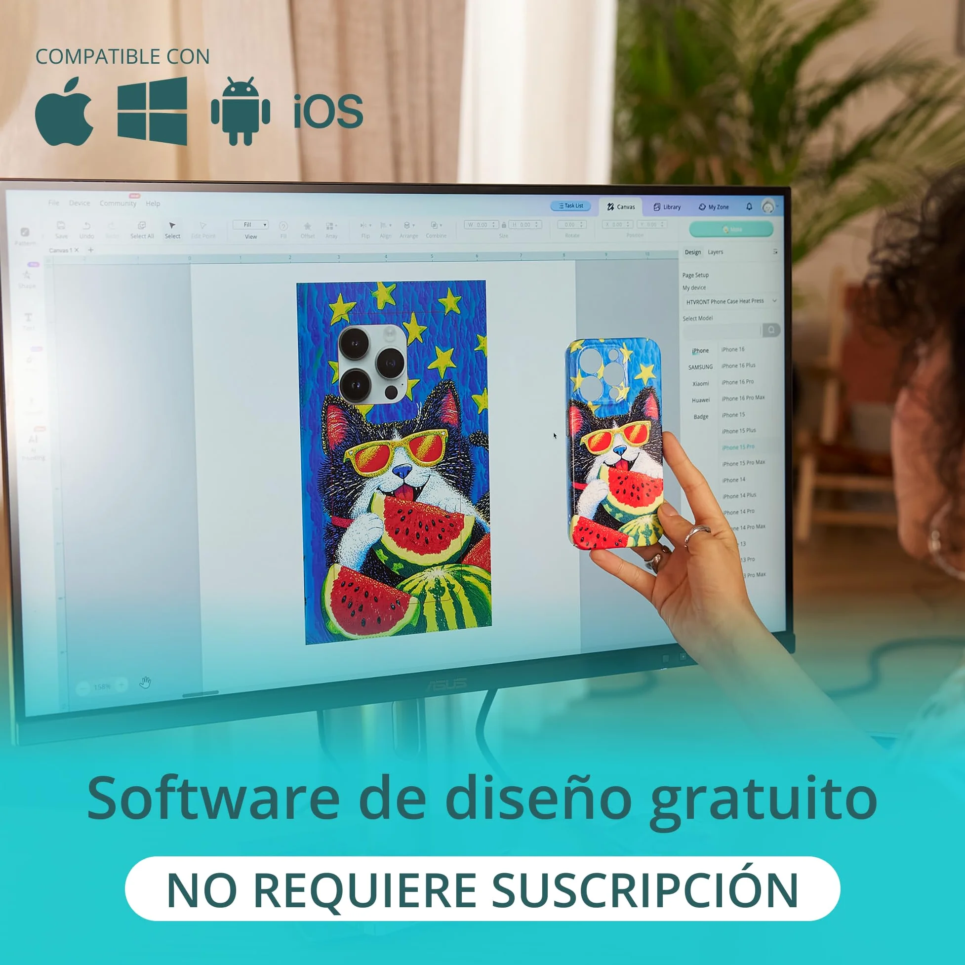 LOKLiK Prensa de calor para fundas de teléfono, insignias, montañas y más personalizadas - Tecnología vacía para diseño envolvente vibratorio - Phone Case Heat Press - Compatible con iPhone y Android