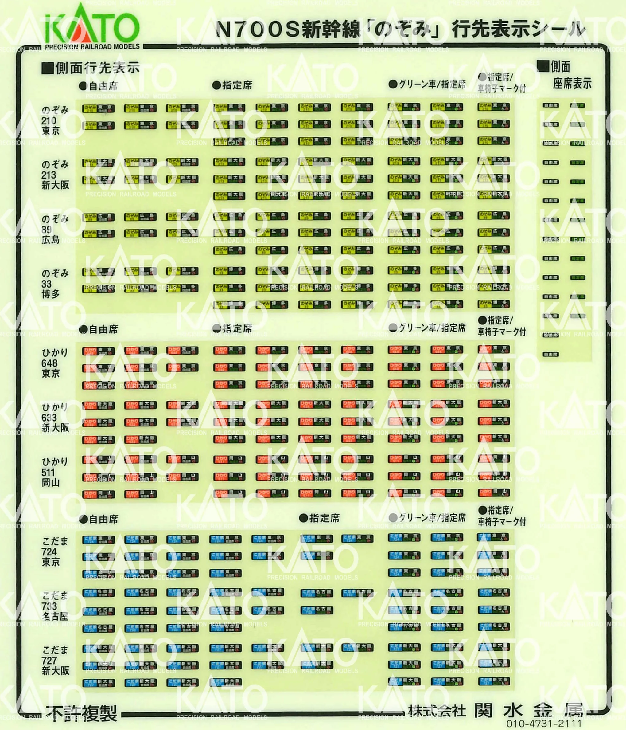 Kato N700S SHINKANSEN - Juego de 8 coches