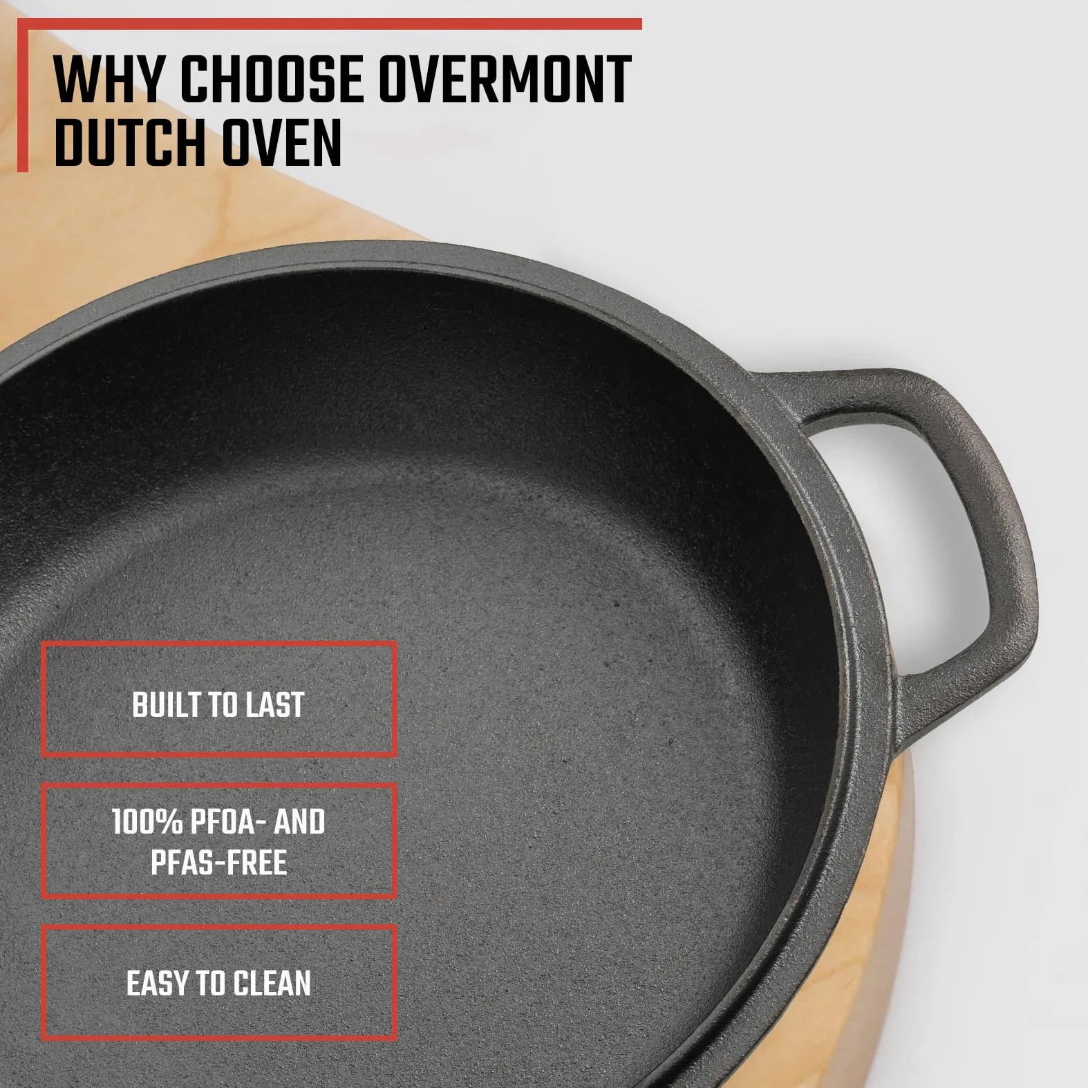 Overmont Olla Holandesa 6.6 L/ 7 Quart Cacerola de Hierro Fundido Tapa de Doble Función Sartén Plancha Pre Sazonado con Cubiertas de Manijas para Camping Cocina Casera Barbacoa Hornear