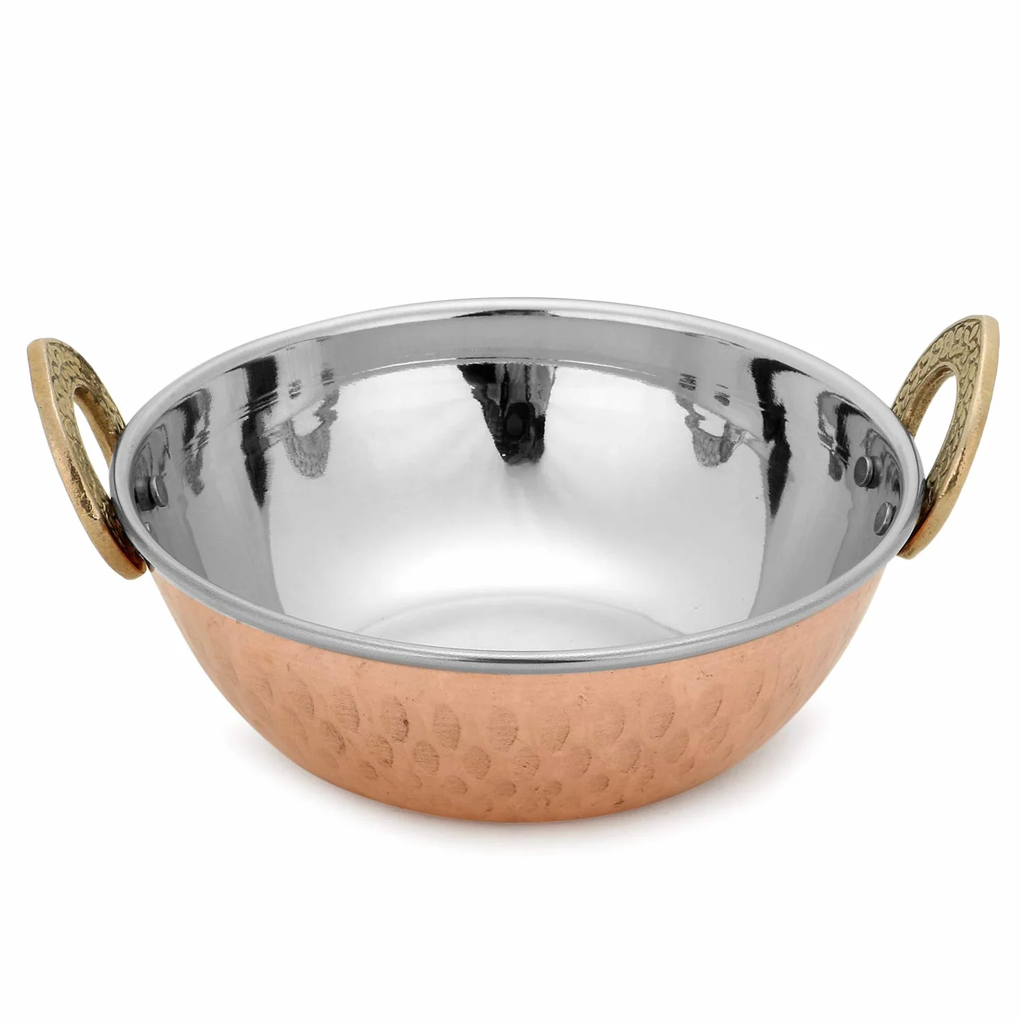 Zap Impex Karahi de acero inoxidable para servir platos indios y curry de 2 piezas, 17 cm de diámetro