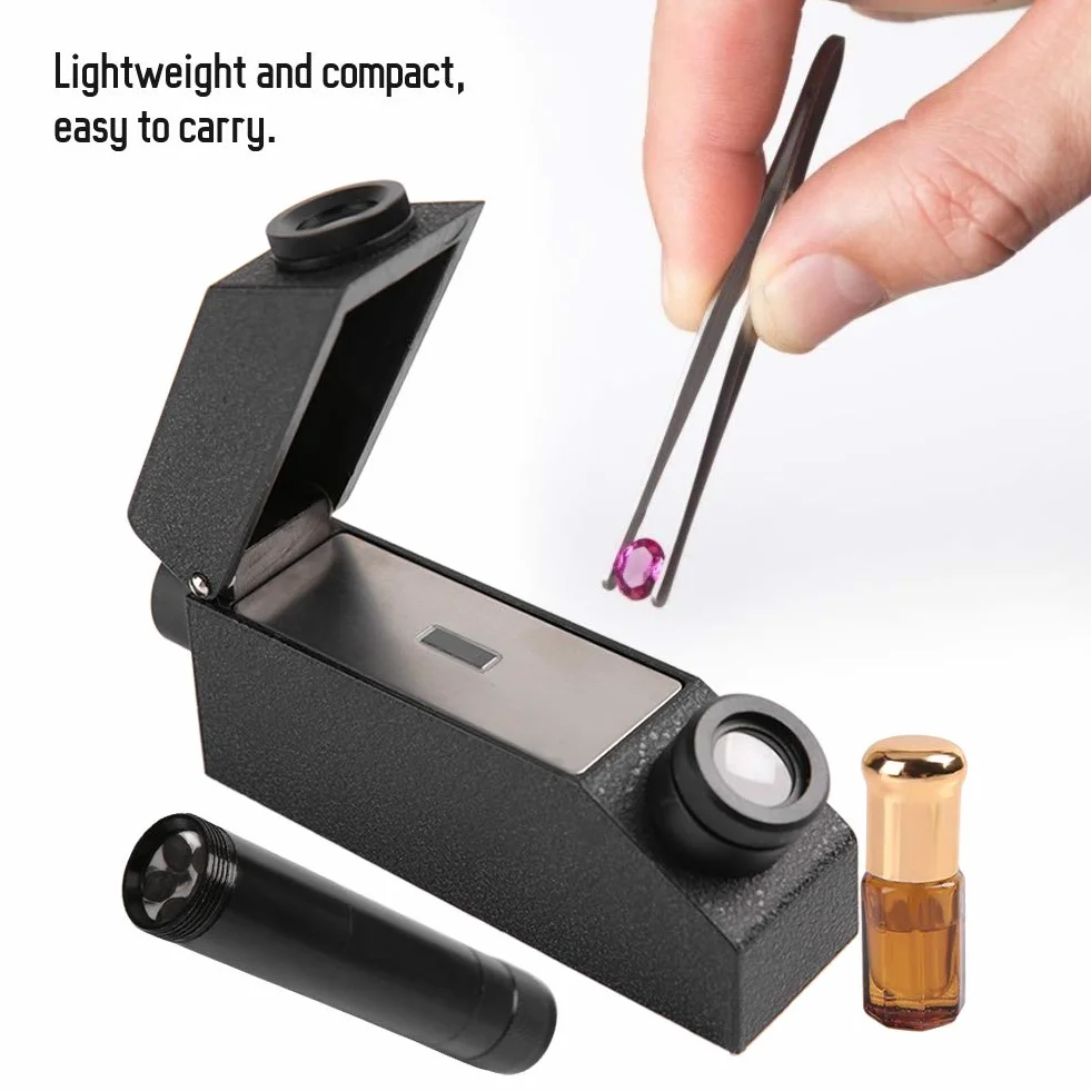 Refractómetro de Gemas, joyería RHG181 1.30-1.81 ldentificación de Gemas Profesionales Refractómetro de Gemas para Viaje de Gemologists/portátil Suitcase