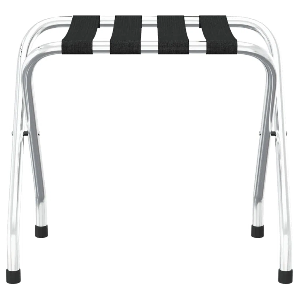 vidaXL Soporte para Maletas Taburete Equipaje Hoteles Almacenamiento Dormitorio Habitación Posadas Hostales Negro y Plateado 56x40x49 cm