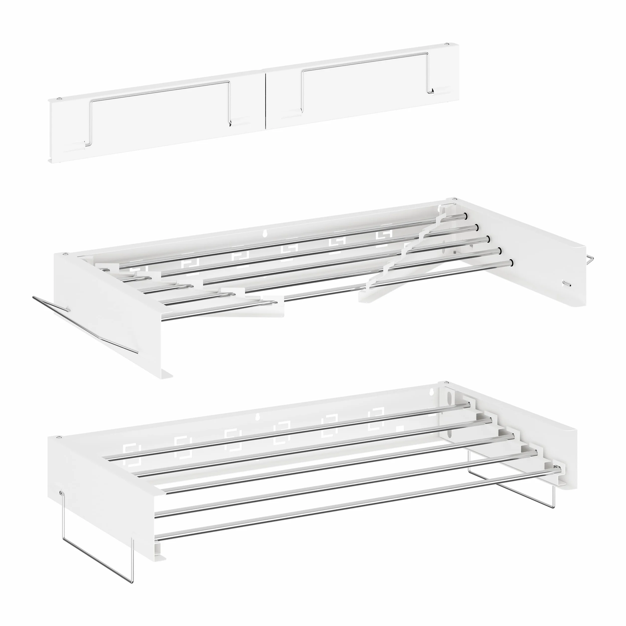 Relaxdays Tendedero de Pared, Plegable, 15 x 80 x 40,5 cm Interior, Tenderete Que Ahorra Espacio, Secador Ropa, Blanco, Acero Inoxidable, 80 cm