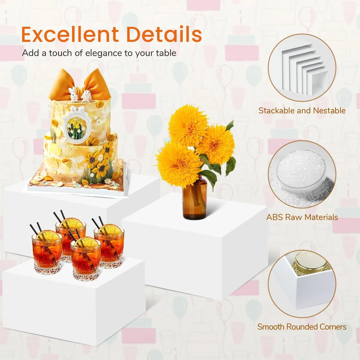 Soporte para tartas,Elevadores de Buffet,soporte de exhibición de pastelería, 6 Piezas Cajas de Exhibición Alimentos de Acrílico, Soporte de Postres en Forma de Cubo para Cupcakes